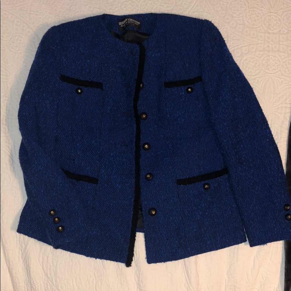 Herbert Grossman Tweed Suit, Royal Blue and Black